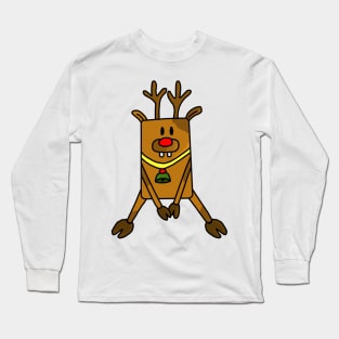 Cute Funny Deer with a Red nose Long Sleeve T-Shirt